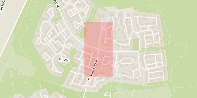 Karta som med röd fyrkant ramar in Sävja, Uppsala, Uppsala län