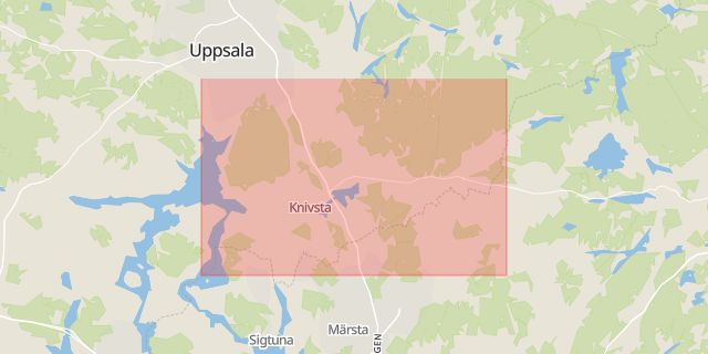 Karta som med röd fyrkant ramar in Knivsta Kommun, Uppsala, Knivsta, Uppsala län