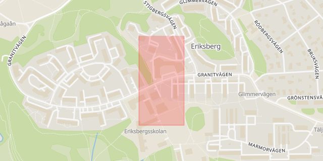 Karta som med röd fyrkant ramar in Norbyvägen, Västertorg, Uppsala, Uppsala län