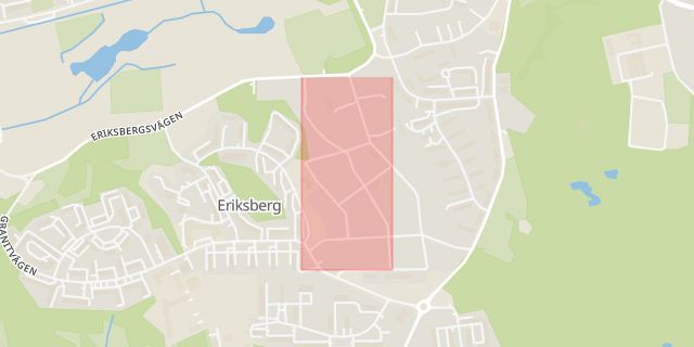 Karta som med röd fyrkant ramar in Bruksvägen, Eriksberg, Uppsala, Uppsala län
