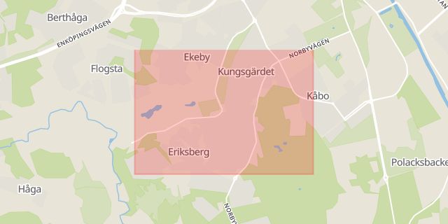 Karta som med röd fyrkant ramar in Eriksberg, Uppsala, Uppsala län