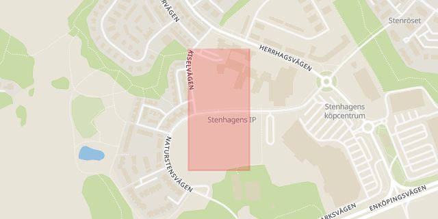 Karta som med röd fyrkant ramar in Stenhagen, Stenhagens Ip, Uppsala, Uppsala län