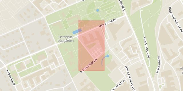Karta som med röd fyrkant ramar in Uppsala, Stockholm, Uppsala Universitet, Gotland, Knivsta, Uppsala län