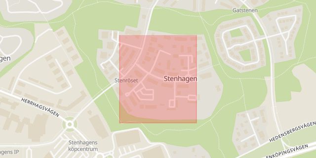 Karta som med röd fyrkant ramar in Stenhagen, Uppsala, Stenrösvägen, Uppsala län
