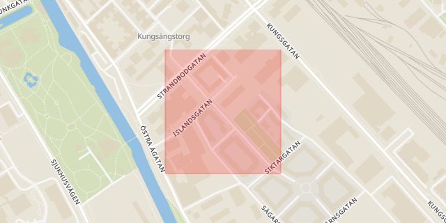 Karta som med röd fyrkant ramar in Muningatan, Kungsängen, Uppsala, Uppsala län