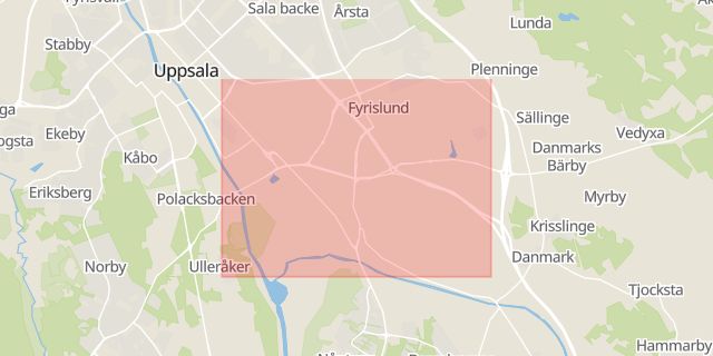 Karta som med röd fyrkant ramar in Boländerna, Uppsala, Uppsala län