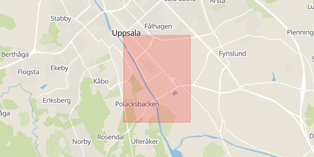Karta som med röd fyrkant ramar in Kungsängen, Uppsala, Uppsala län