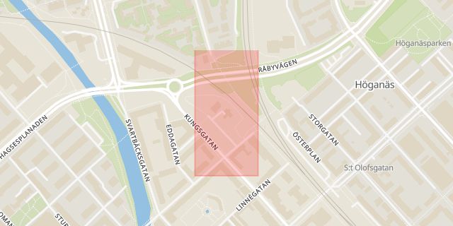 Karta som med röd fyrkant ramar in Mikaelskyrkan, Kungsgatan, Uppsala, Uppsala län