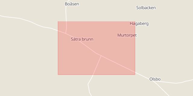 Karta som med röd fyrkant ramar in Sätra Brunn, Sala, Västmanlands län