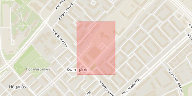 Karta som med röd fyrkant ramar in Kvarntorget, Uppsala, Uppsala län