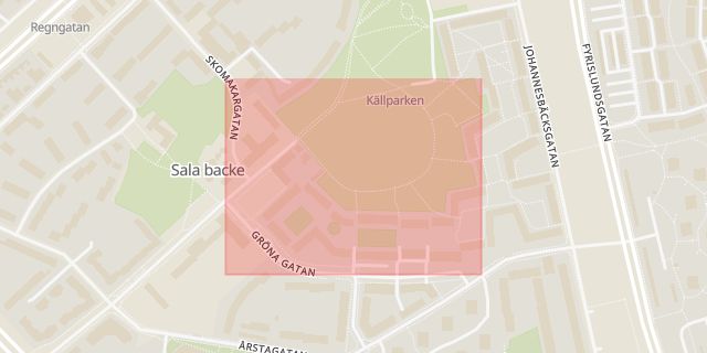 Karta som med röd fyrkant ramar in Brantingstorg, Uppsala, Uppsala län