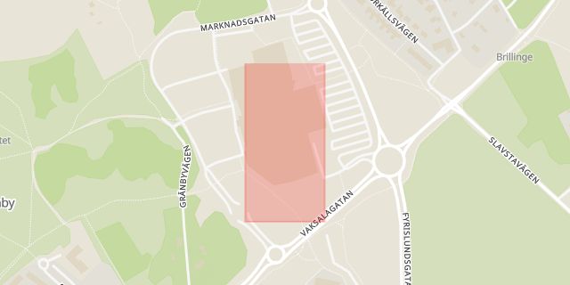 Karta som med röd fyrkant ramar in Gränby, Gränbystaden, Uppsala, Uppsala län