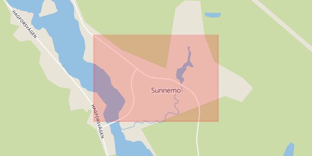 Karta som med röd fyrkant ramar in Sunnemo, Hagfors, Värmlands län