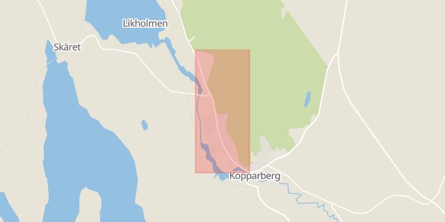 Karta som med röd fyrkant ramar in Ställdalsvägen, Ljusnarsberg, Örebro län