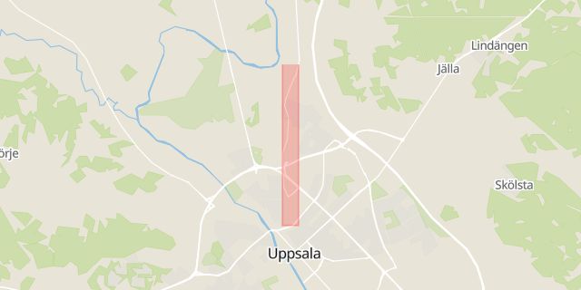 Karta som med röd fyrkant ramar in Råbyvägen, Vattholmavägen, Uppsala, Uppsala län