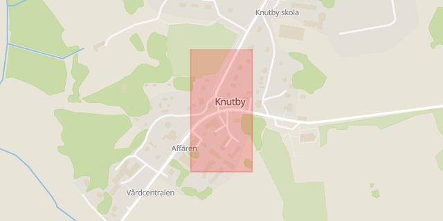 Karta som med röd fyrkant ramar in Knutby, Uppsala, Uppsala län
