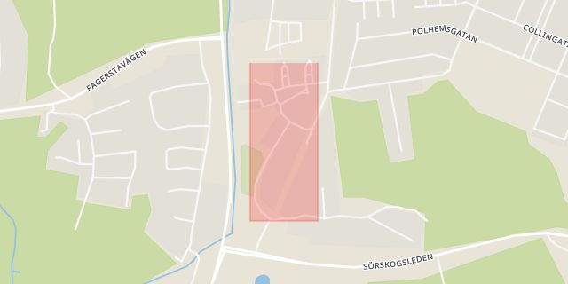 Karta som med röd fyrkant ramar in Bryggerigatan, Sala, Västmanlands län