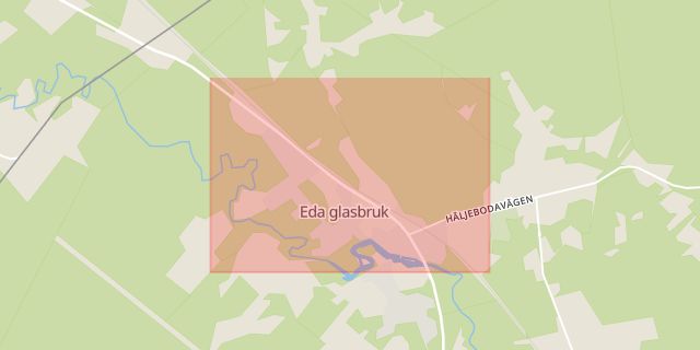 Karta som med röd fyrkant ramar in Sverige, Eda Glasbruk, Eda, Värmlands län