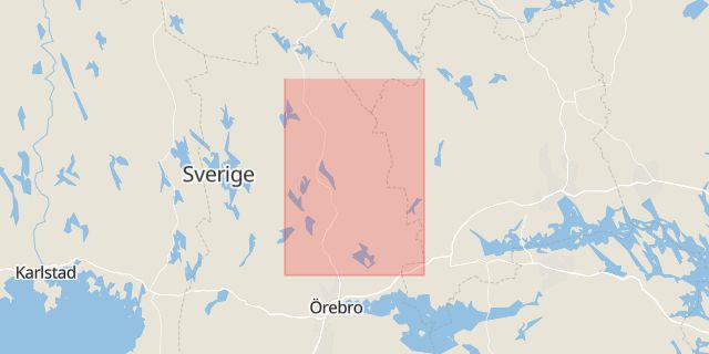 Karta som med röd fyrkant ramar in Örebro, Norrby, Kumla, Lindesberg, Brickebacken, Örebro län