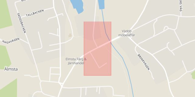 Karta som med röd fyrkant ramar in Älmsta, Norrtälje, Stockholms län
