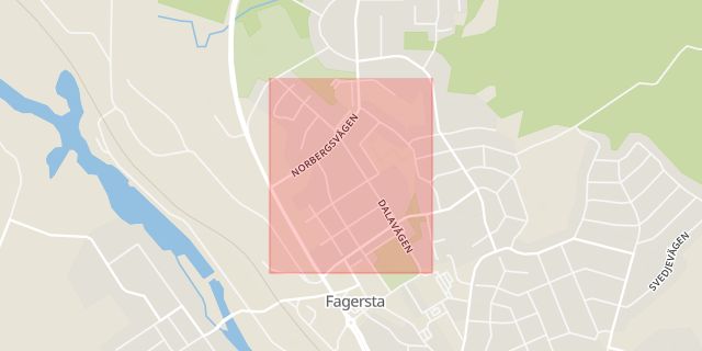 Karta som med röd fyrkant ramar in Dalavägen, Fagersta, Västmanlands län