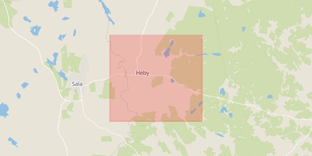 Karta som med röd fyrkant ramar in Heby, Hagalund, Enköping