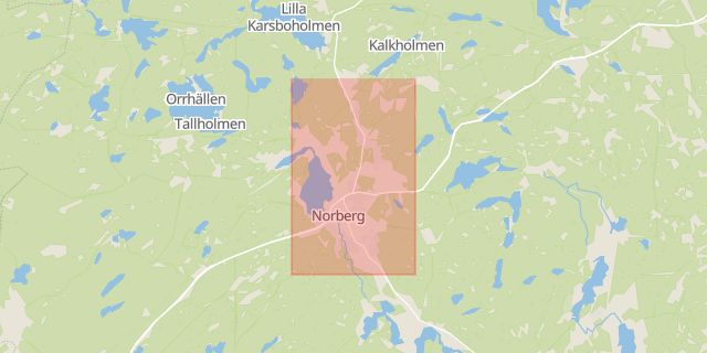 Karta som med röd fyrkant ramar in Myntgatan, Jakten, Malmgatan, Fagersta, Norberg, Västmanlands län