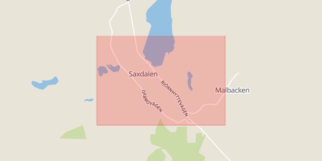 Karta som med röd fyrkant ramar in Saxdalen, Ludvika, Dalarnas län