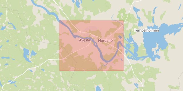 Karta som med röd fyrkant ramar in Avesta, Borlänge, Dalarnas län