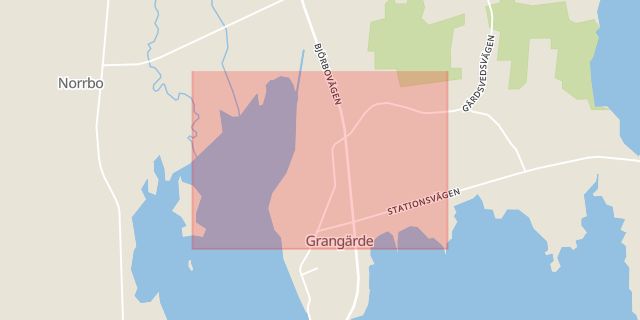 Karta som med röd fyrkant ramar in Grangärde, Ludvika, Dalarnas län