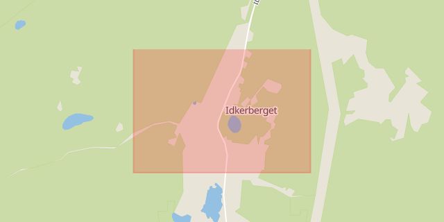 Karta som med röd fyrkant ramar in Idkerberget, Borlänge, Dalarnas län