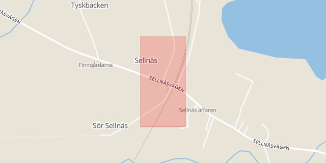 Karta som med röd fyrkant ramar in Sellnäs, Borlänge, Dalarnas län