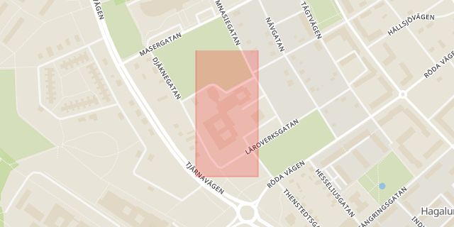 Karta som med röd fyrkant ramar in Hagagymnasiet, Borlänge, Dalarnas län