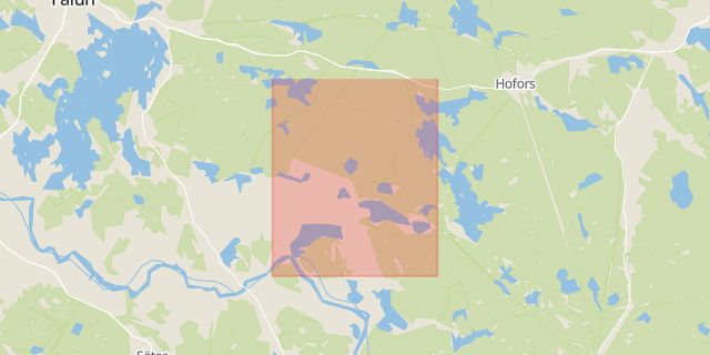 Karta som med röd fyrkant ramar in Långshyttan, Falun, Dalarna, Dalarnas län