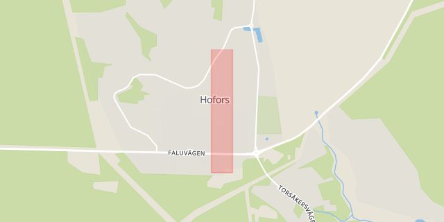 Karta som med röd fyrkant ramar in Centralgatan, Hofors, Gävleborgs län