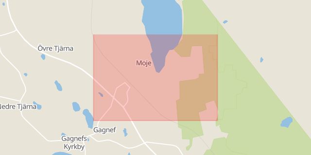 Karta som med röd fyrkant ramar in Moje, Gagnef, Dalarnas län