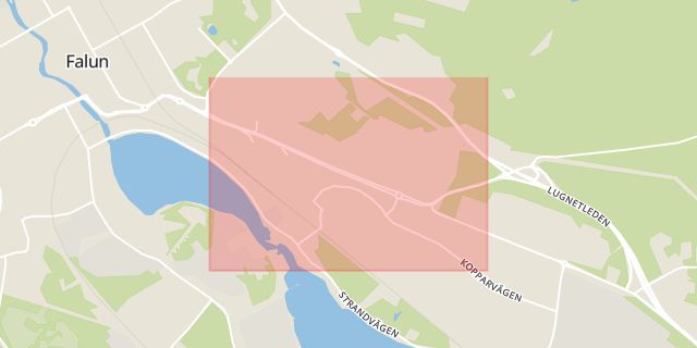 Karta som med röd fyrkant ramar in Norslund, Falun, Dalarnas län