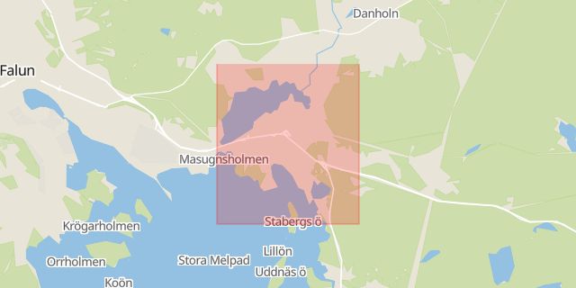 Karta som med röd fyrkant ramar in Hosjö, Falun, Dalarnas län