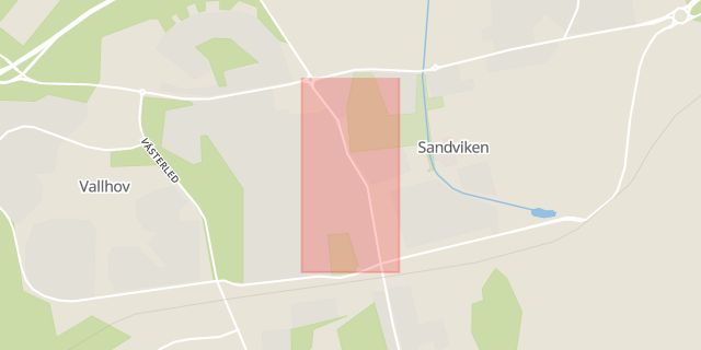 Karta som med röd fyrkant ramar in Sveavägen, Sandviken, Gävleborgs län