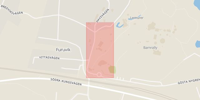 Karta som med röd fyrkant ramar in Furuvik, Gävle, Gävleborgs län