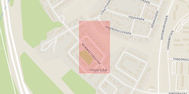 Karta som med röd fyrkant ramar in Stenmursvägen, Gävle, Gävleborgs län