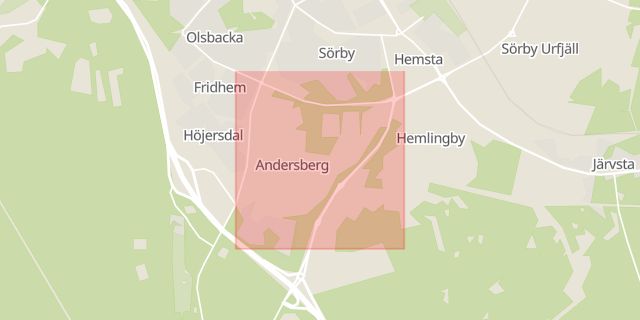 Karta som med röd fyrkant ramar in Vändkretsen, Gävle, Gävleborgs län