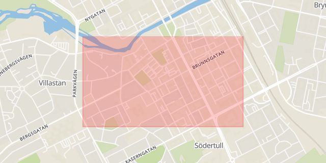 Karta som med röd fyrkant ramar in Brunnsgatan, Gävle, Gävleborgs län
