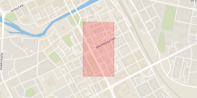 Karta som med röd fyrkant ramar in Södra Rådmansgatan, Gävle, Gävleborgs län