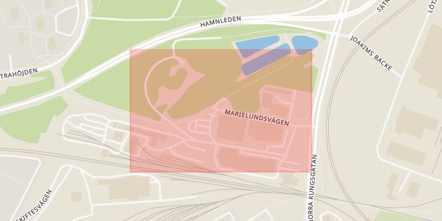 Karta som med röd fyrkant ramar in Lokförargatan, Gävle, Gävleborgs län