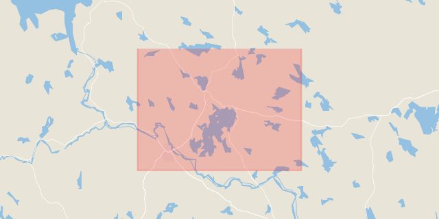 Karta som med röd fyrkant ramar in Dalarna, Borlänge, Smedjebacken, Falun, Ludvika, Säter, Dalarnas län