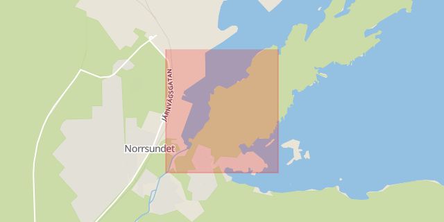 Karta som med röd fyrkant ramar in Varvsvägen, Norrsundet, Gävle, Gävleborgs län