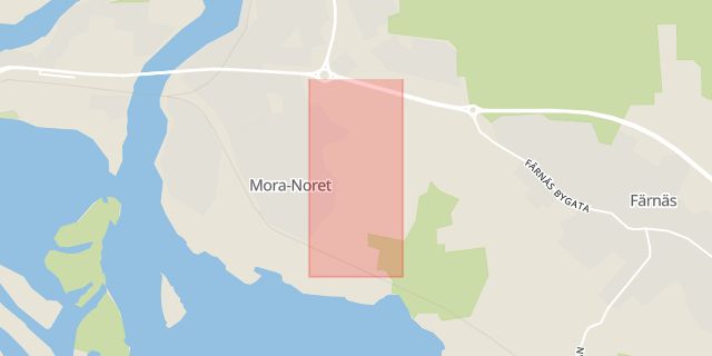 Karta som med röd fyrkant ramar in Siljanssågsvägen, Noret, Mora, Dalarnas län