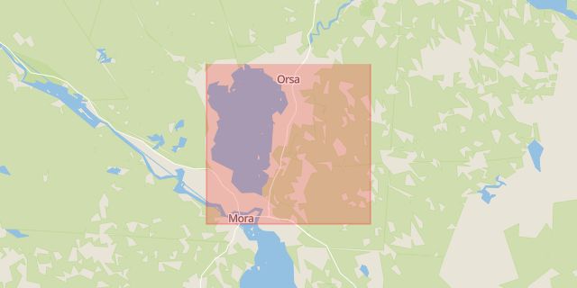 Karta som med röd fyrkant ramar in Orsasjön, Orsa, Dalarnas län