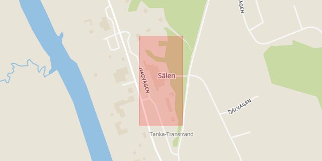 Karta som med röd fyrkant ramar in Sälen, Vårdcentralen, Malung-sälen